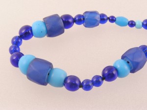 Trade Bead Necklace made of Sky Blue Padres, Blue Russians and cobalt Czech Beads